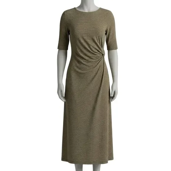 Banana Republic Midi Dress Women XS Green Pink White 3/4 Sleeve Career Feminine - Picture 1 of 9